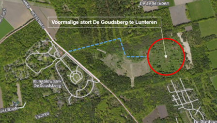 Kaartje met locatie van de voormalige stort De Goudsberg te Lunteren