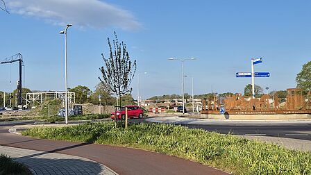 Werkzaamheden aan de rotonde op de Westzoom in Lunteren